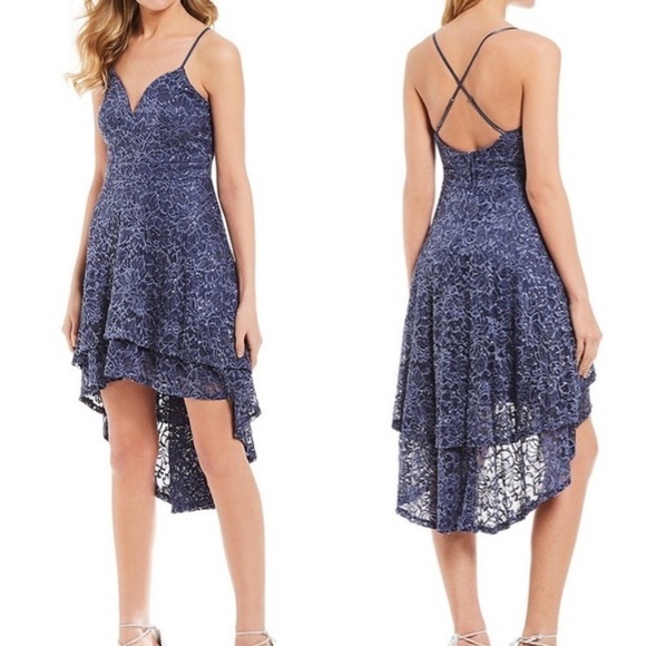 Jodi Kristopher Dresses & Skirts - Jodi Kristopher New With Tags Juniors Size 1 Blue Sequin High Low Party Dress